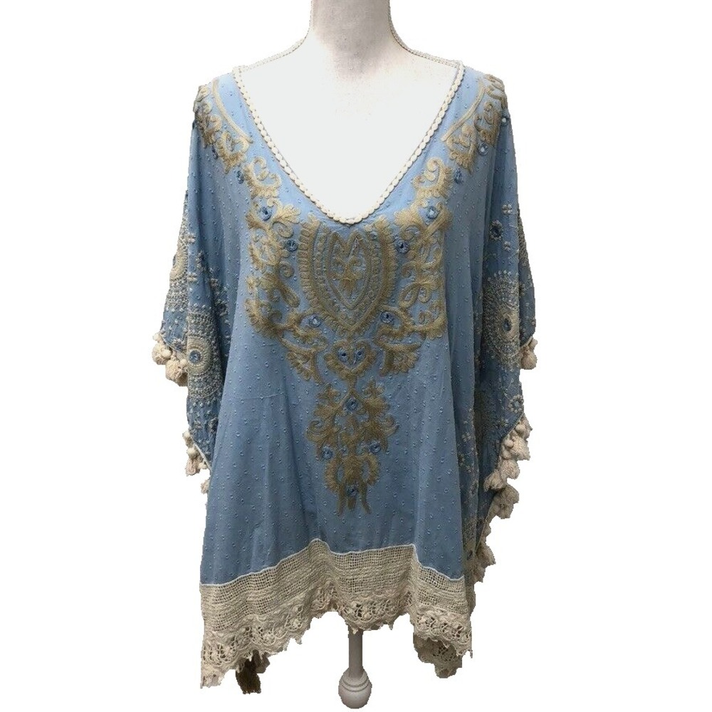 Antica Santoria Giacomo Cingue Tunic Top Womens One Size‎ Blue Lagenlook